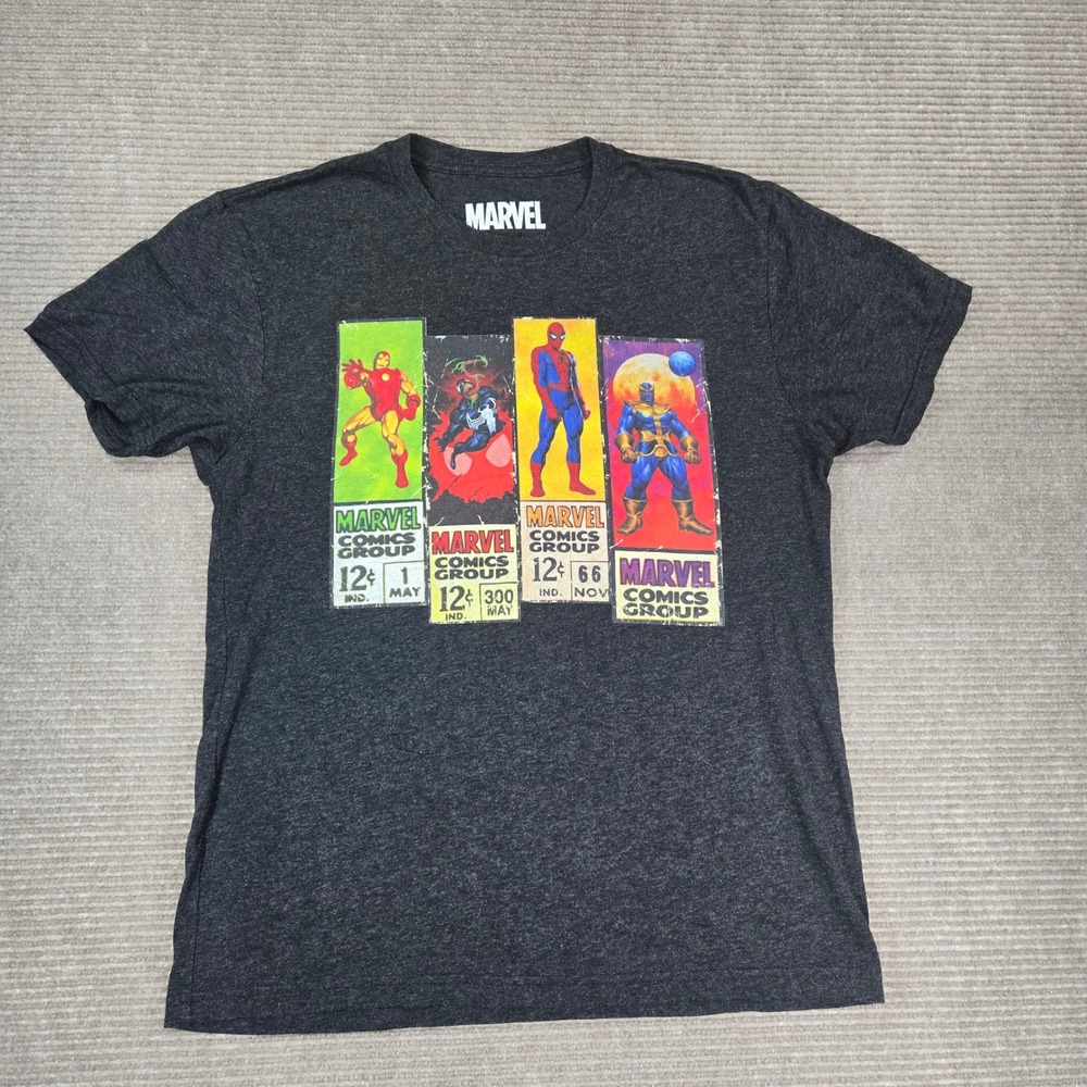 Marvel RSVLTS Mens Medium Gray Retro Comic Panel Graphic T-Shirt